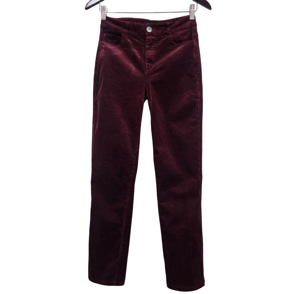 Paige Hoxton Slim Burgundy Corduroy Mid Rise Pants Size 26 - Picture 8 of 9